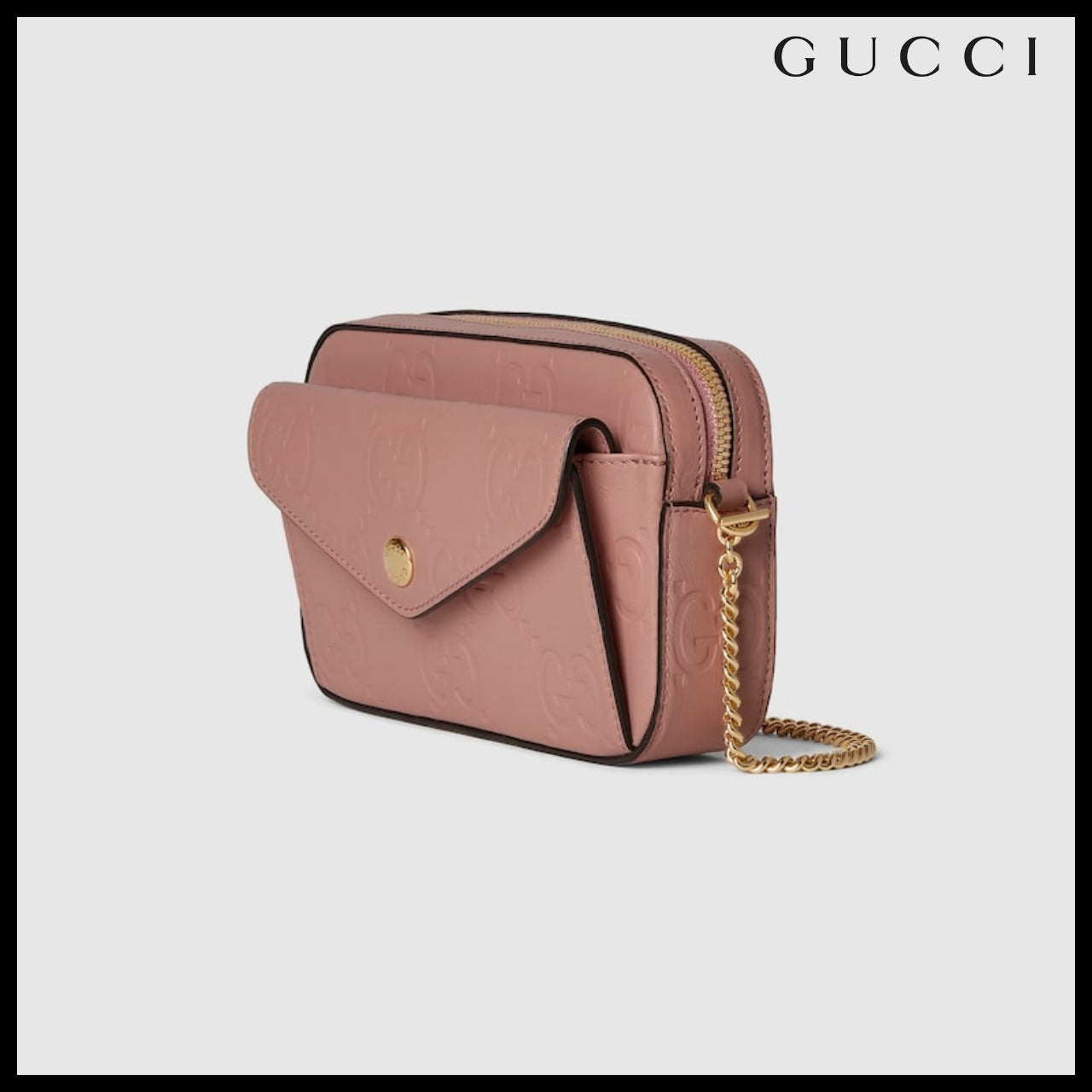 【GUCCI】GG Calf Leather Mini Shoulder Bag Dusty