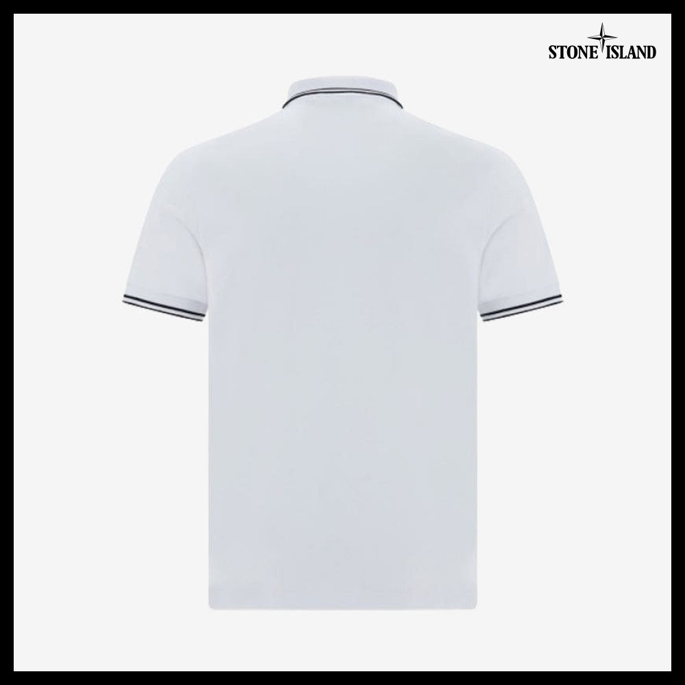 【STONE ISLAND】Collar Short Sleeve T-Shirt White Men