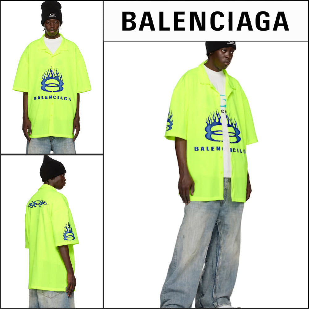 【BALENCIAGA】Short Sleeve Shirt Fluorescent Yellow