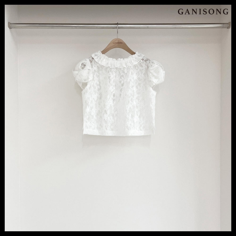 【GANISONG】Bridal Twist Puff Two-Piece Dress White