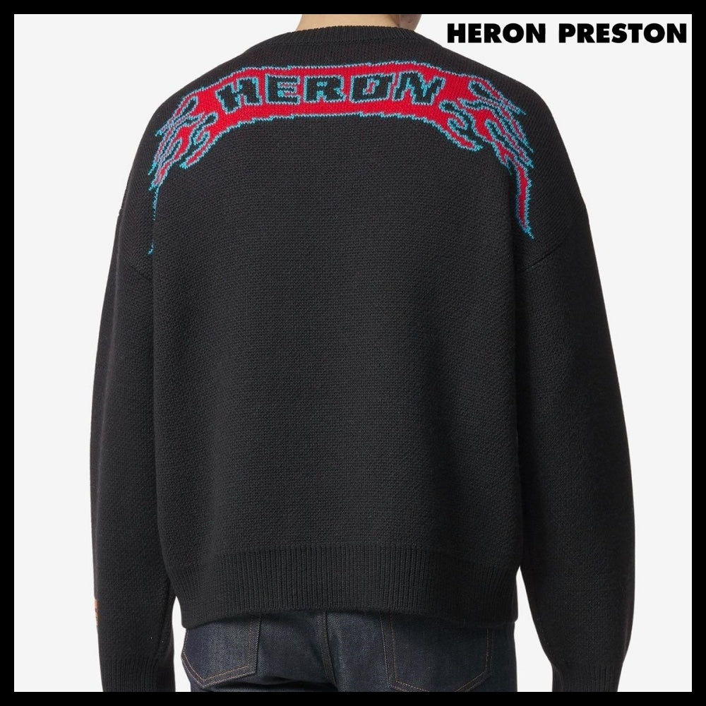 【Heron Preston】Flaming Crewneck Knit Black