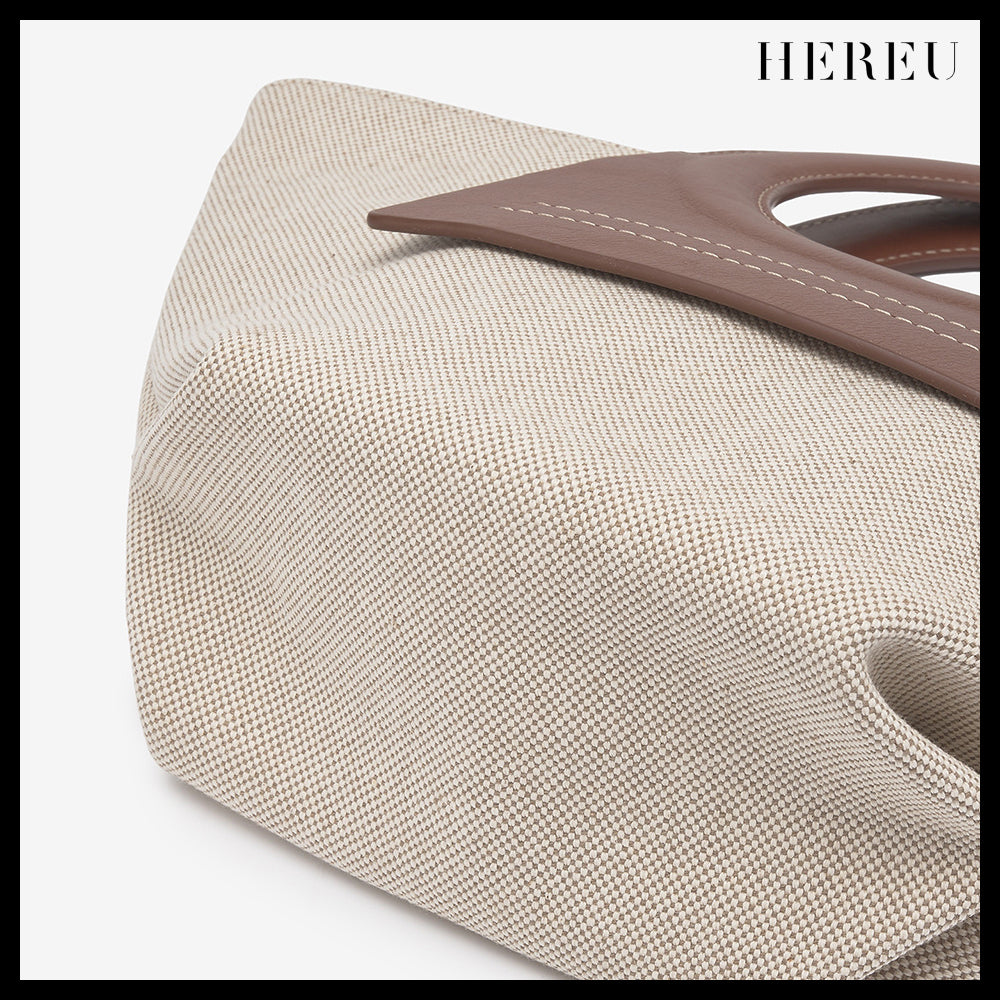 【HEREU】ミニ カラ トートバッグ ベージュ チェスナット