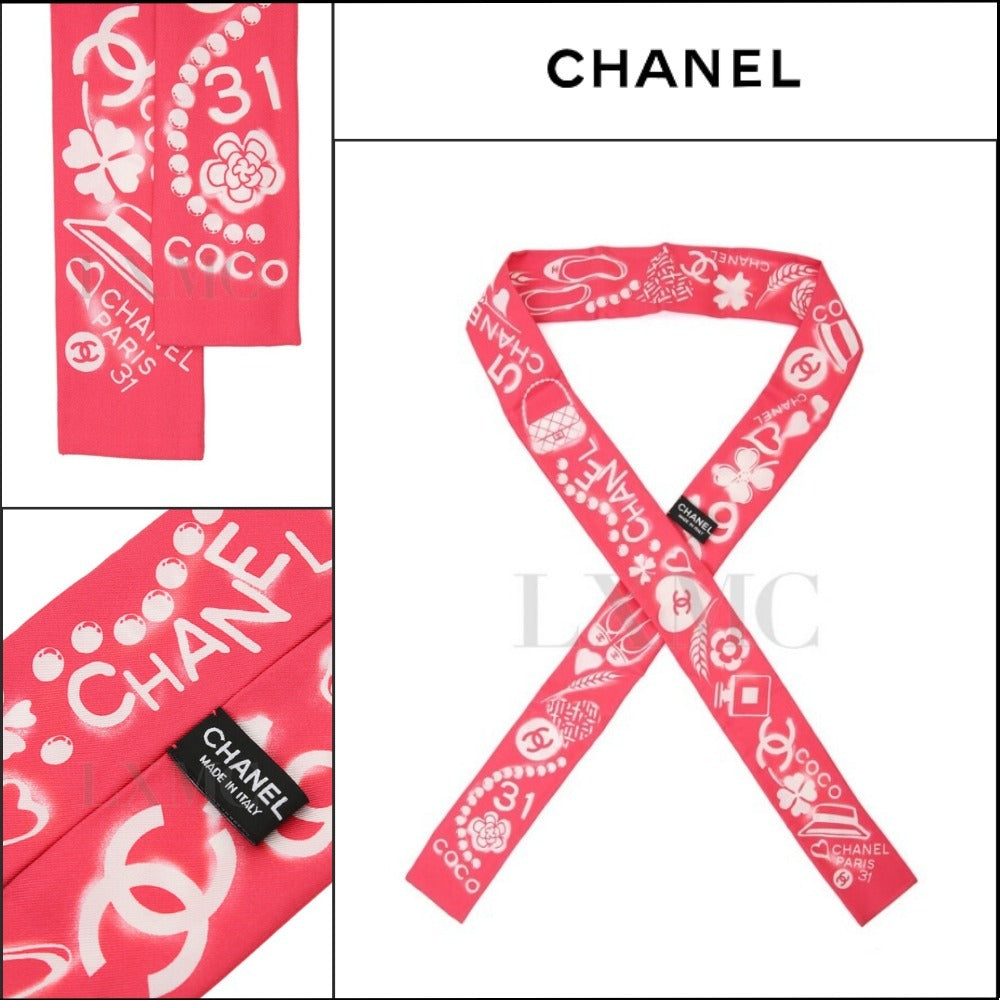 【CHANEL】Coco Mini Scarf Silk Twill Hairband