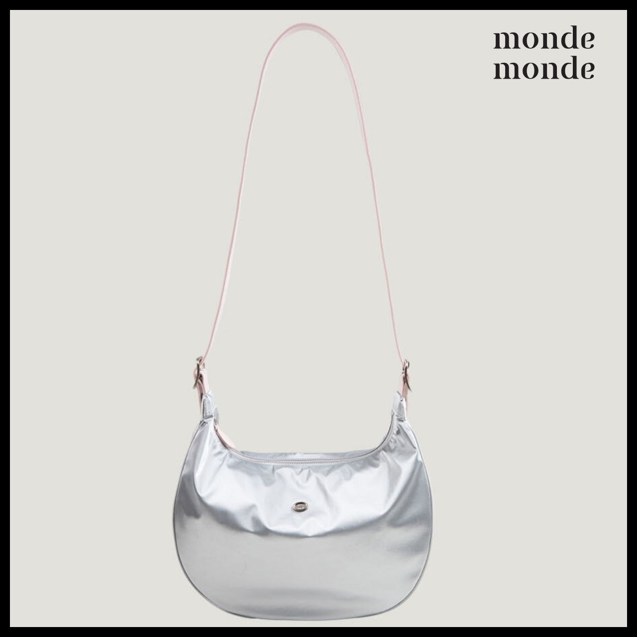 【monde monde】Classic Button Half Moon Nylon Bag (2 Colors)