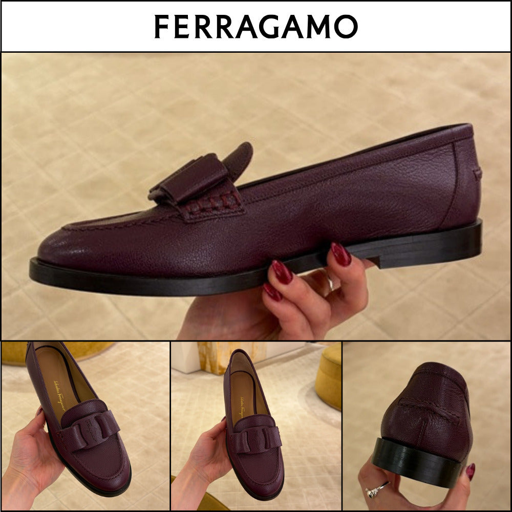 【FERRAGAMO】VIVALDO NEW VARA BOW GRAIN LOAFERS PURPLE