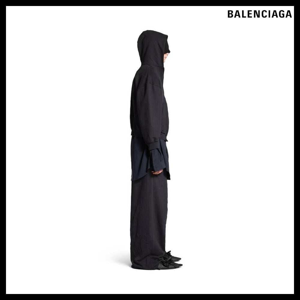 【BALENCIAGA】Ebay Zip-Up Hoodie Regular Fit Black