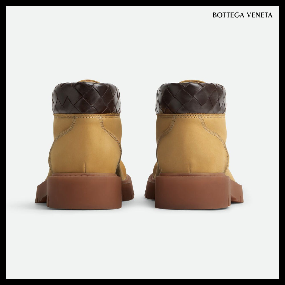 【BOTTEGA VENETA】Head Dog Lace-Up Ankle Boots Ochre Rubber