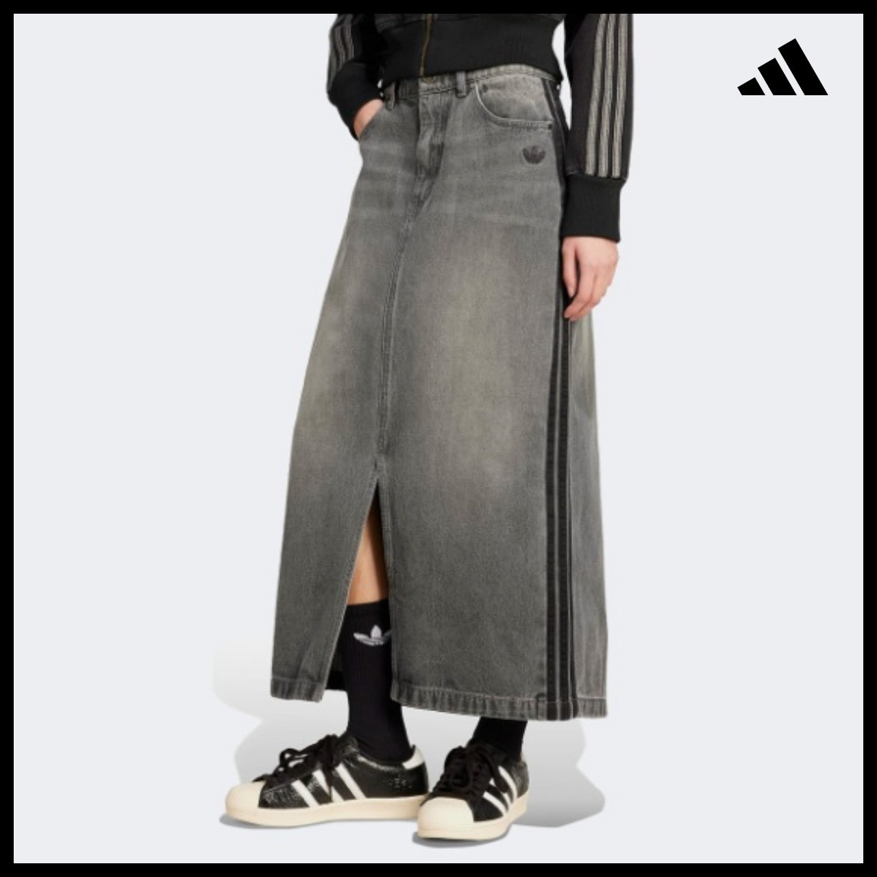 【ADIDAS】Adicolor 3-Stripes Denim Pencil Skirt JW2659