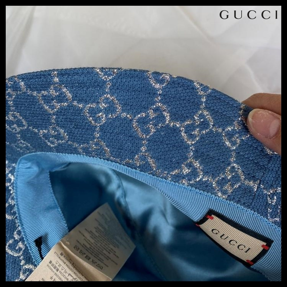 【GUCCI】 GG LAME Bucket Hat Blue