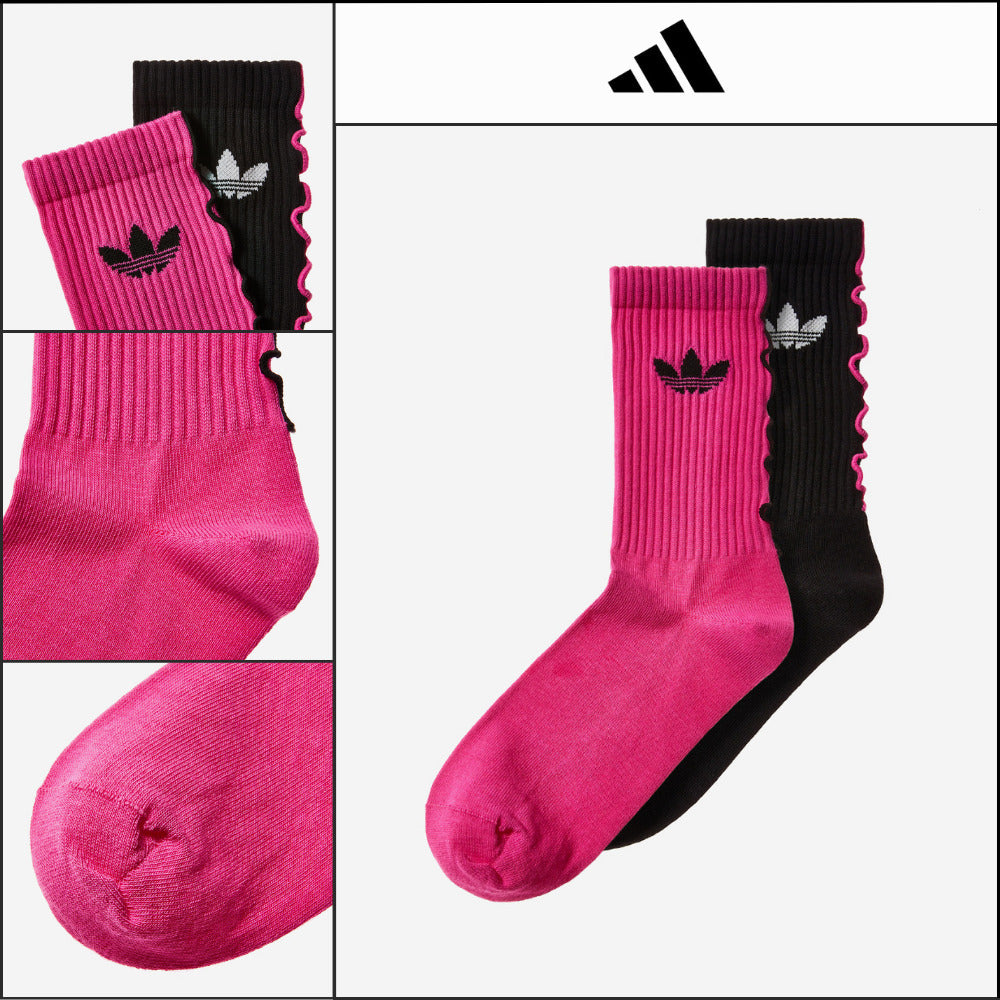 【ADIDAS】 Ruffle Crew Socks 2 Pairs Feminine Casual