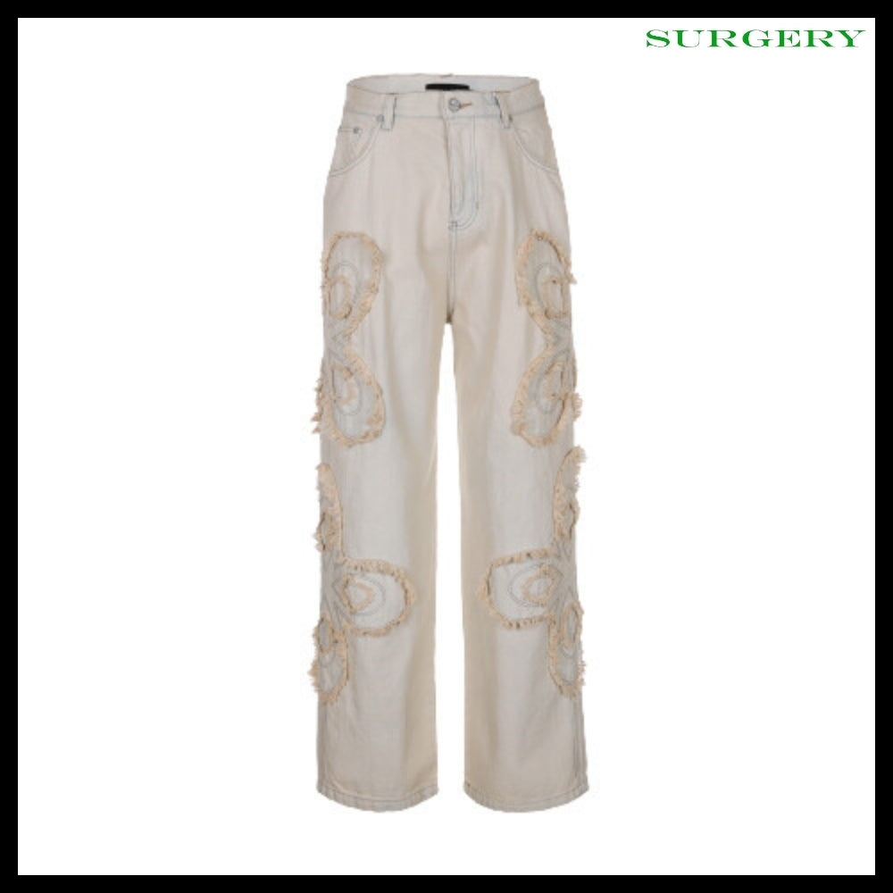 【SURGERY】CLOVER Logo Patch Jeans Cream