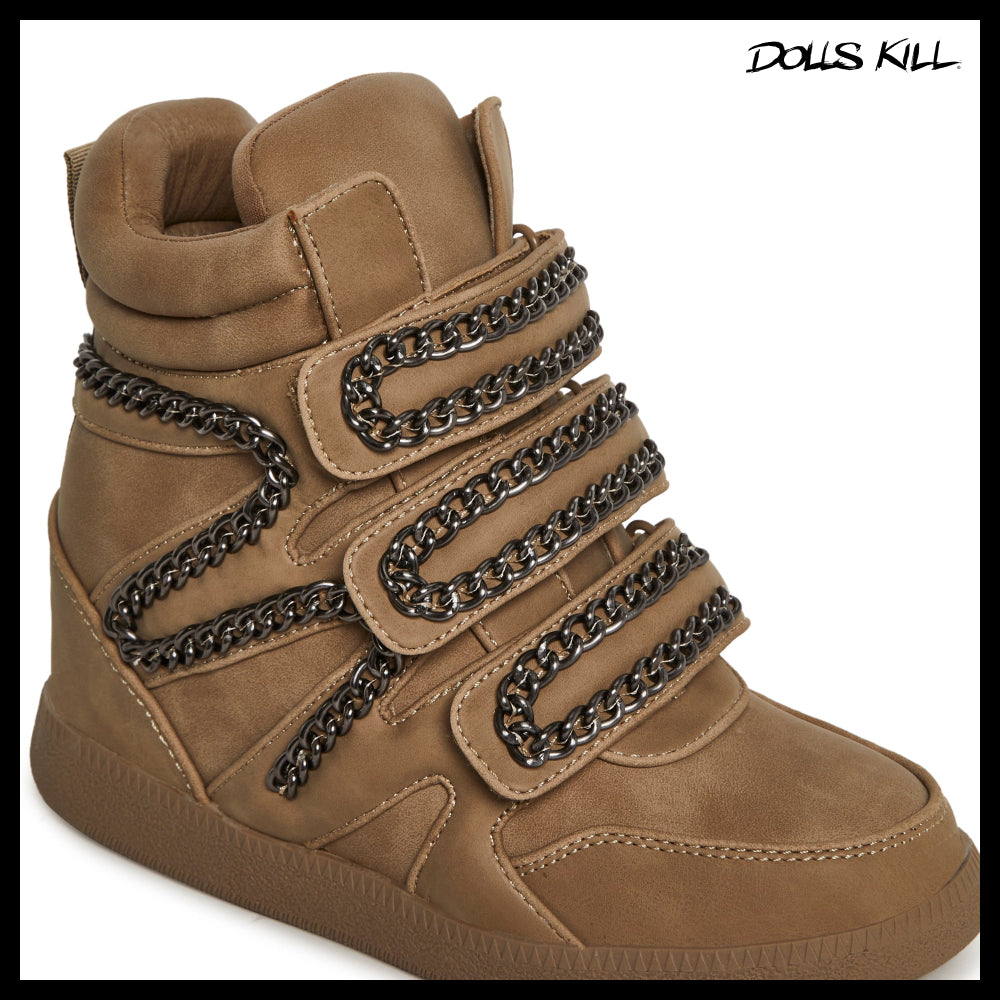 ◆DOLLS KILL◆DARKER WAVS Ambient Wedge Sneakers With Chain