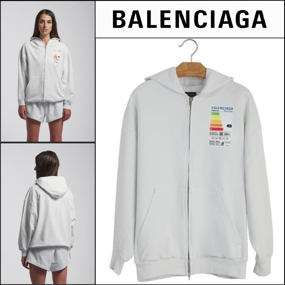 【BALENCIAGA】White Sweatshirt Energy Logo Patch Small Fit