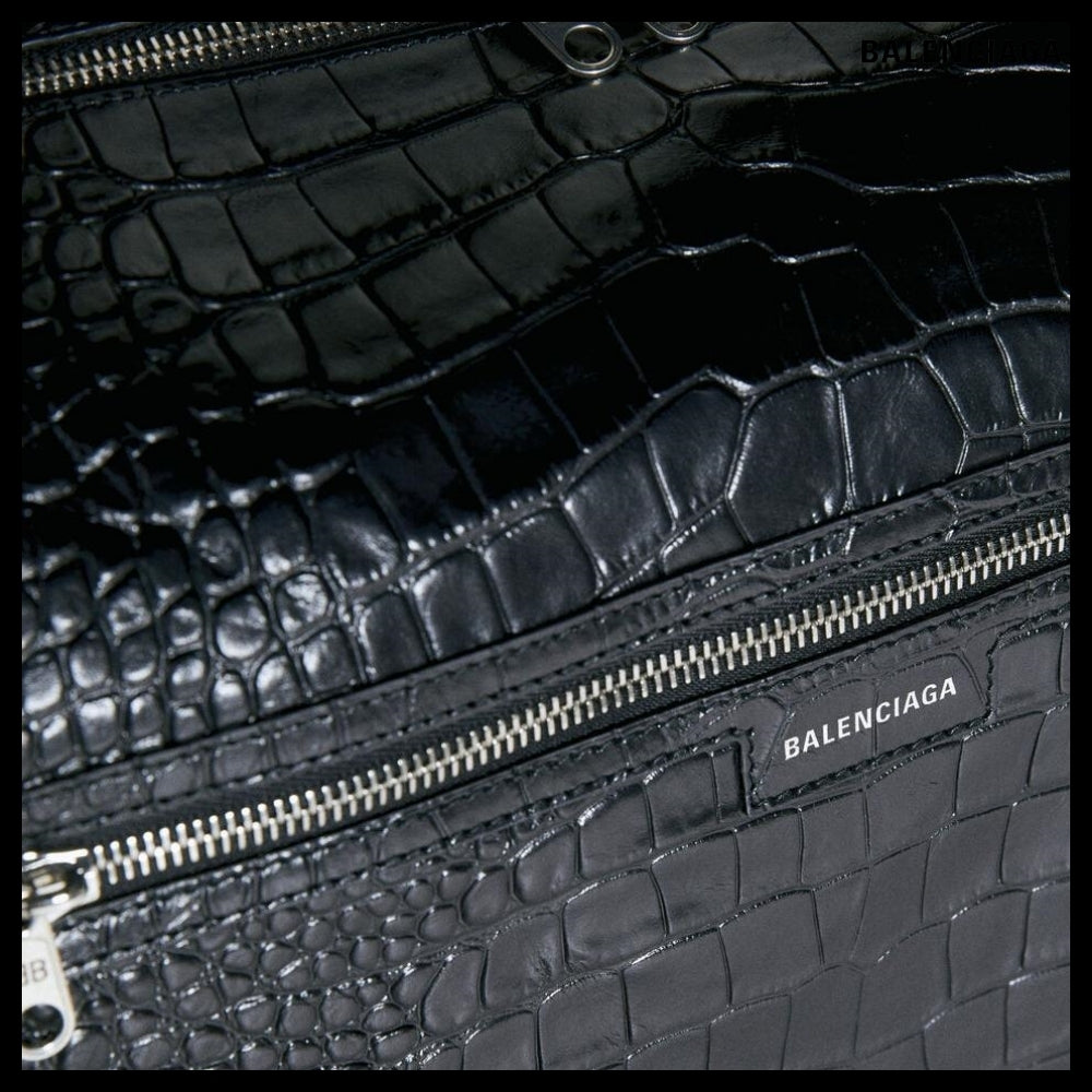 【BALENCIAGA】Superbusy Large Sling Bag Crocodile Embossed