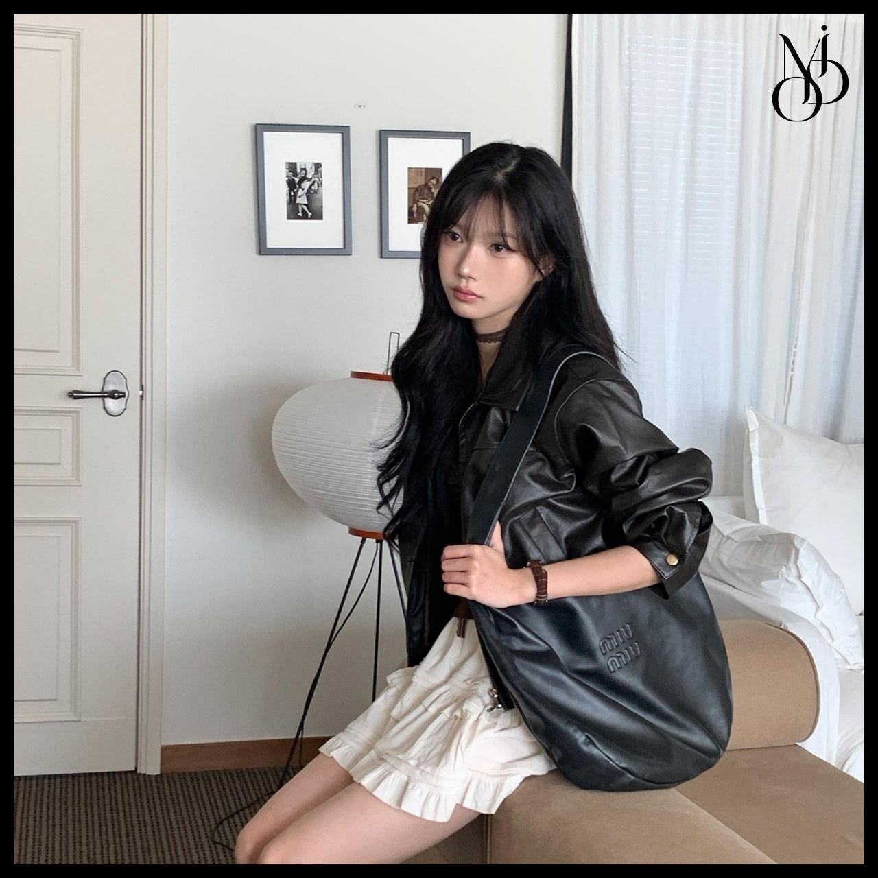 【MODIMOOD】Two-N Two-Way Zip Collar Leather Jacket 2 Colors