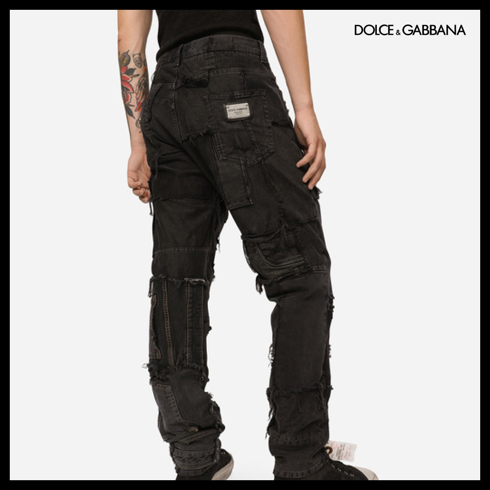 【Dolce & Gabbana】LOOSE OVERDYED PATCHWORK DENIM JEANS