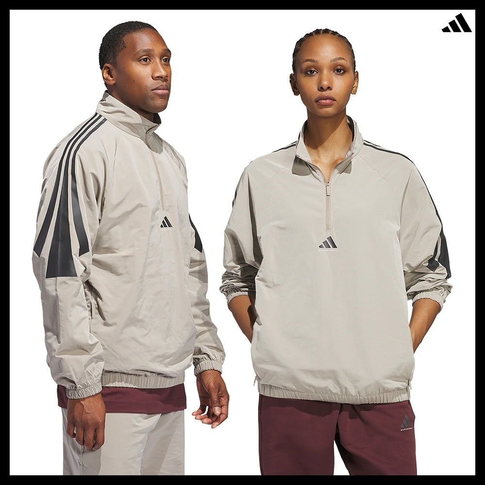 【ADIDAS】 Basketball Woven Half-Zip Sweater Putty Beige