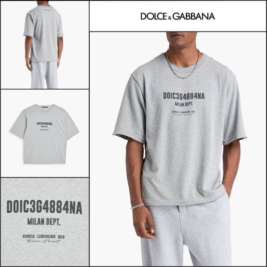 【正規品】Dolce & Gabbana グレー コットンジャージー Tシャツ