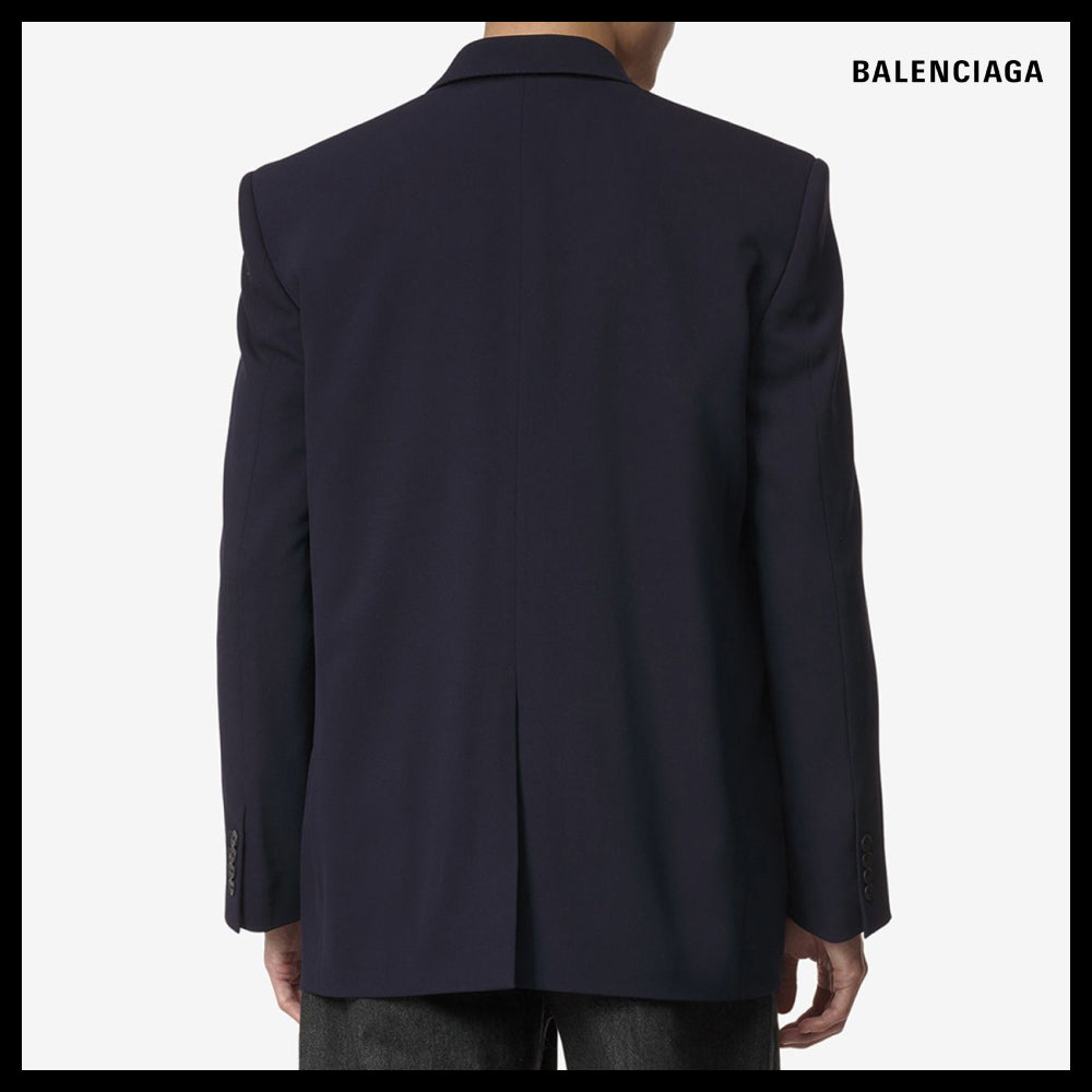 【BALENCIAGA】Virgin Wool Single-Breasted Jacket Navy