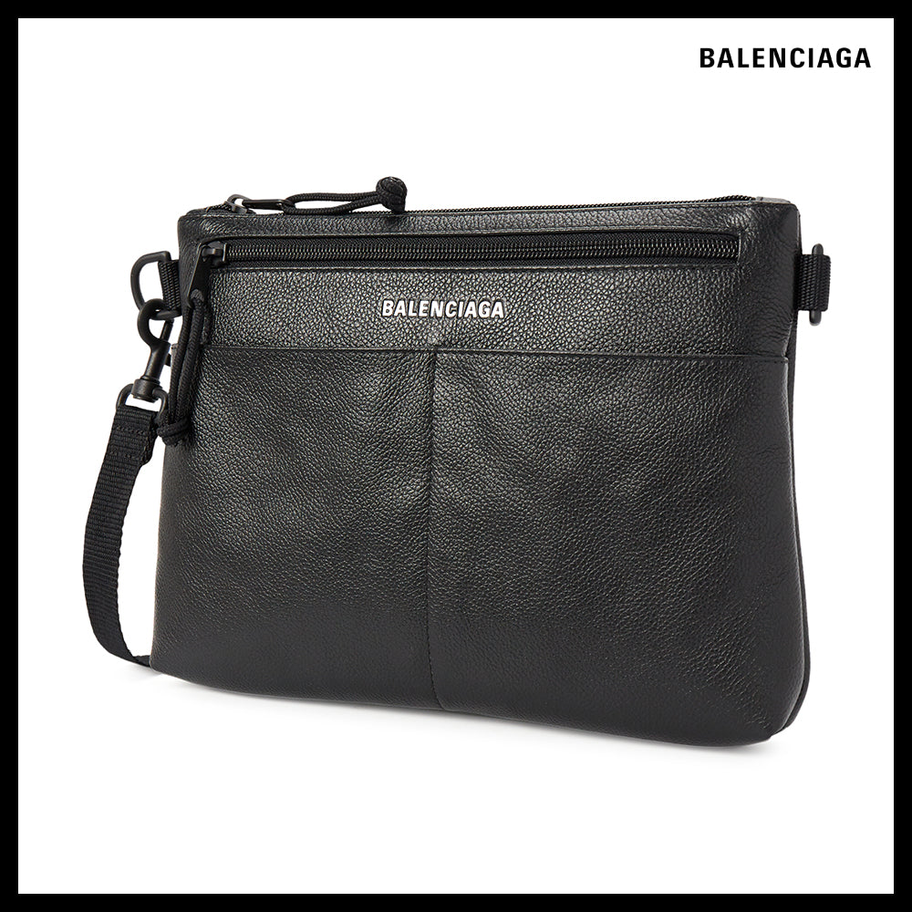 【BALENCIAGA】Logo Leather Crossbody Bag