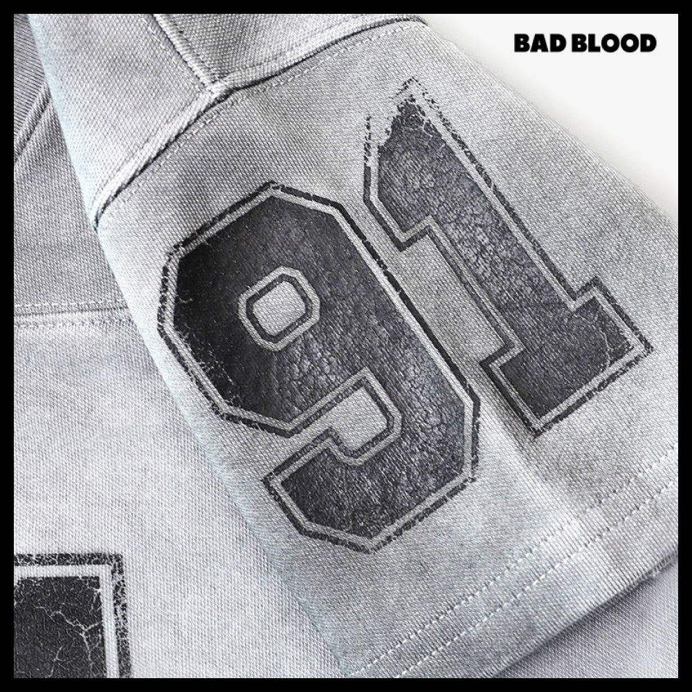 【BADBLOOD】91 Crack Print V Neck T Shirt 2colors