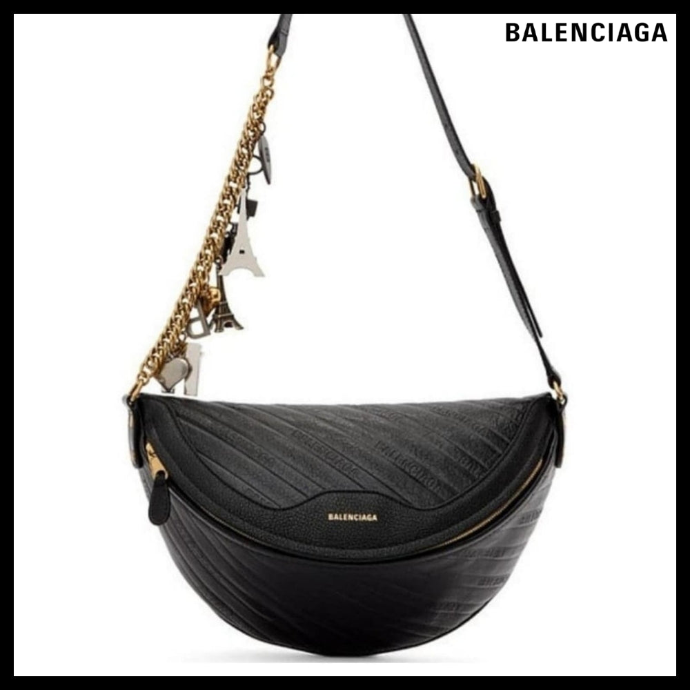 【Balenciaga】Black Leather Souvenir Belt Bag