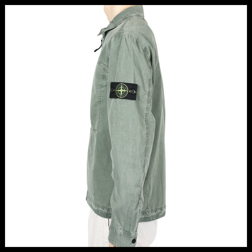 【STONE ISLAND】Wappen Patch Pocket Zip Up Overshirt Jacket