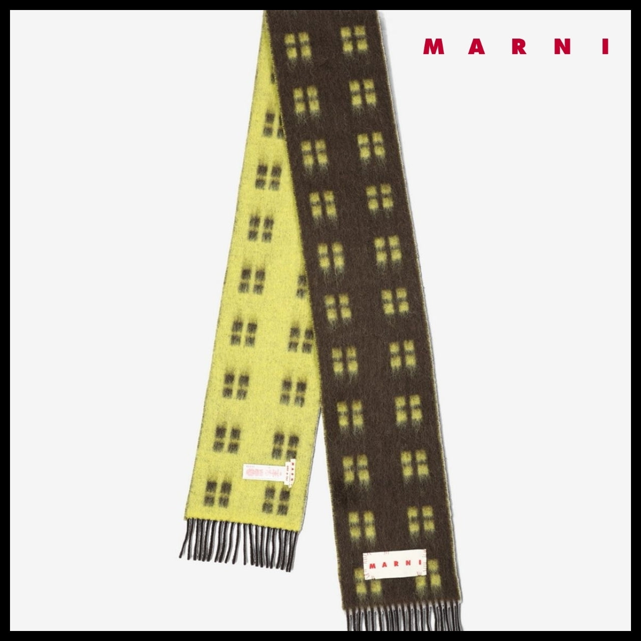 【MARNI】Square Wool Mohair Muffler Coffee