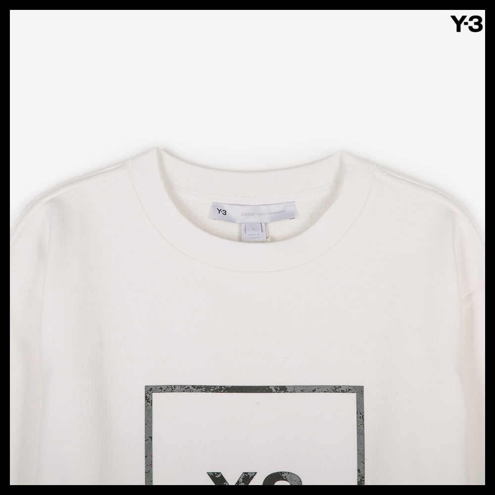 【Y-3】Men's Square Logo White Sweatshirt