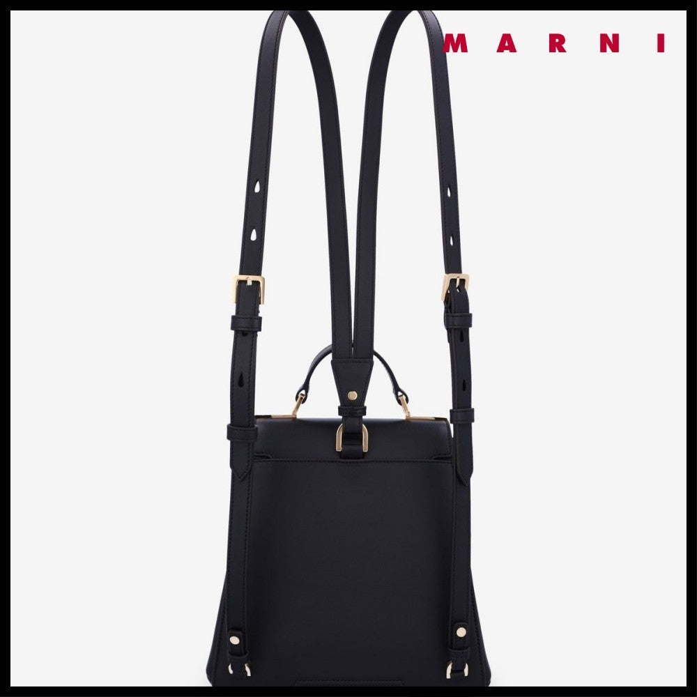 【MARNI】 マルニ バッグ BEAD LEATHER BACKPACK BLACK