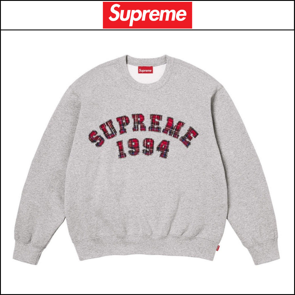 【Supreme】Plaid Arc Crewneck Heather Grey 26SS