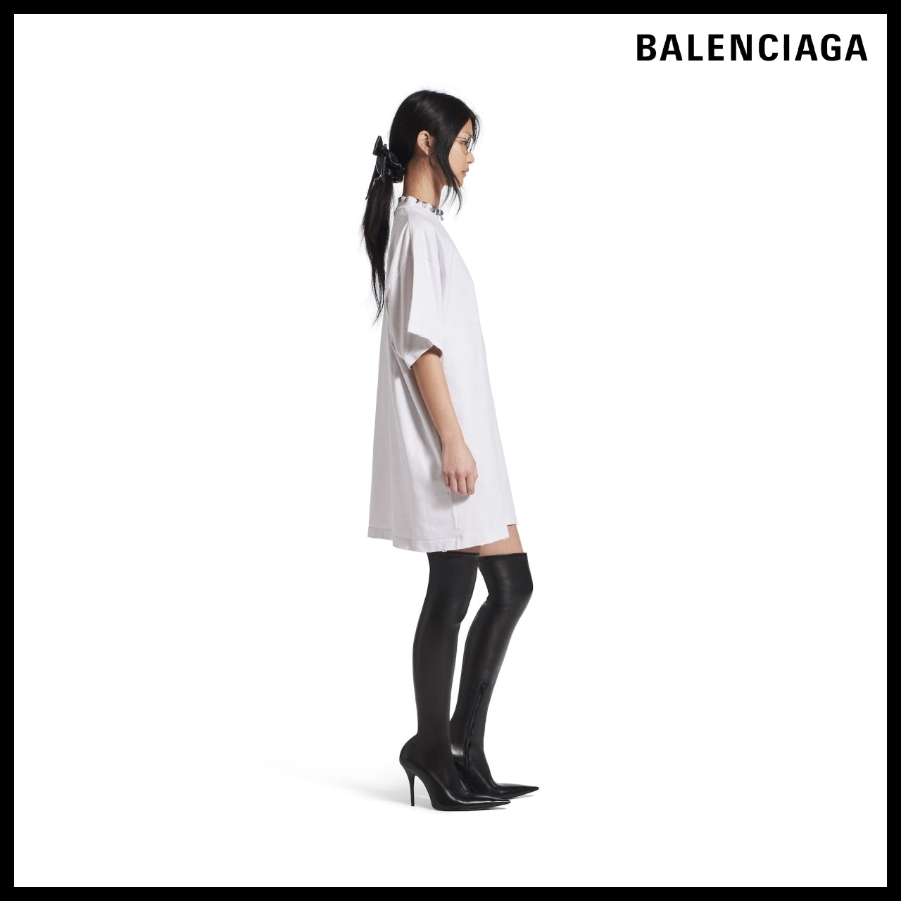 【BALENCIAGA】Pierced T-Shirt Oversized White