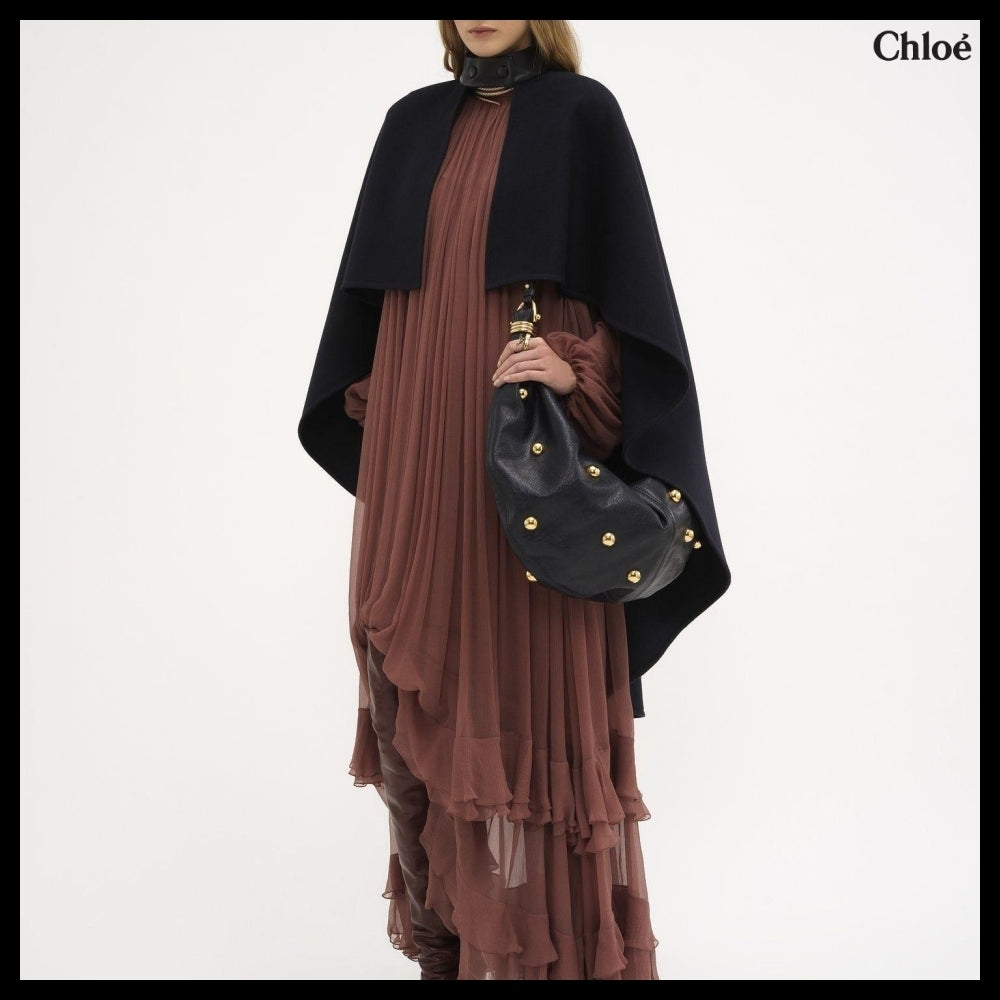 【Chloe】High-Low Cape in Midnight Blue
