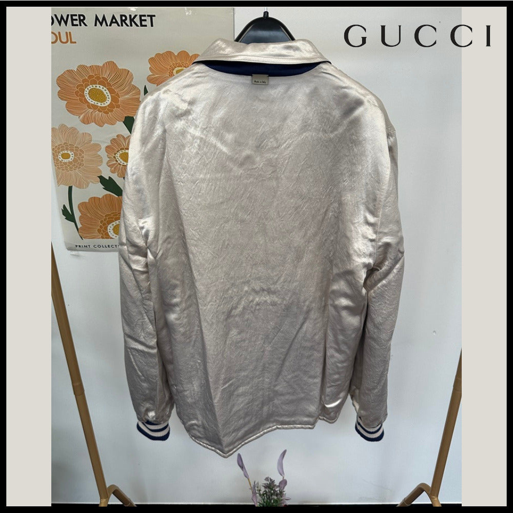 【GUCCI】Logo Patch Reversible Acetate Blouson Jacket