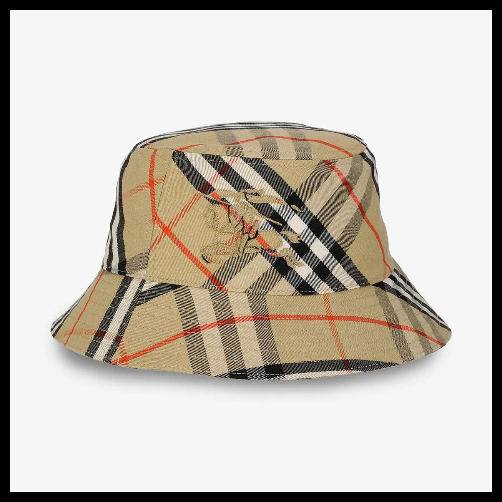 【Burberry】EKD Check Cotton Bucket Hat Sand