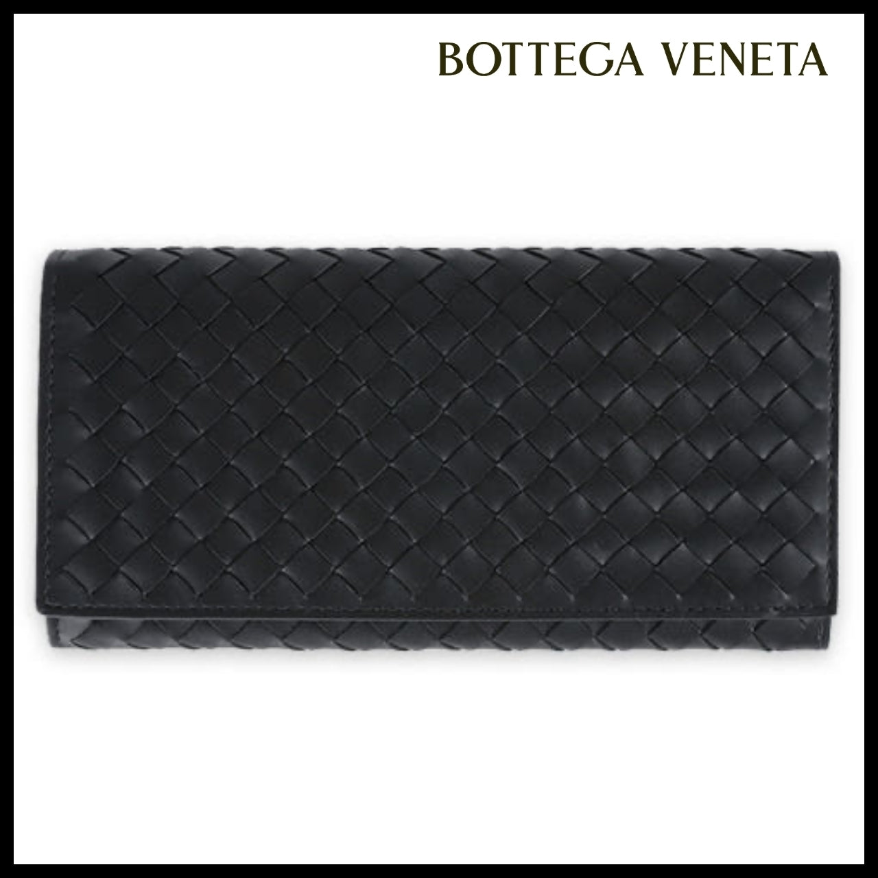 【BOTTEGA VENETA】 Mens Intrecciato Long Wallet Black