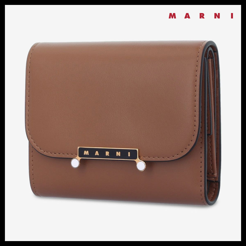 【MARNI】Logo envelope tripod money clip wallet cinnamon