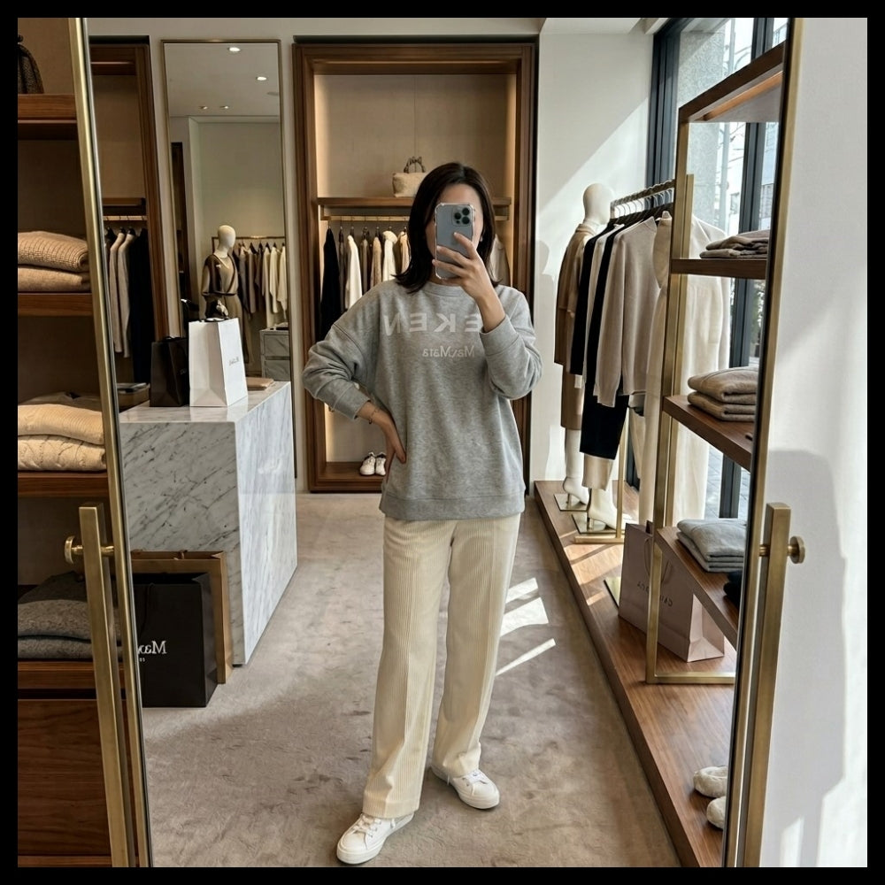 ◆Max Mara◆ LALLA Logo Fleece Sweatshirt Gray