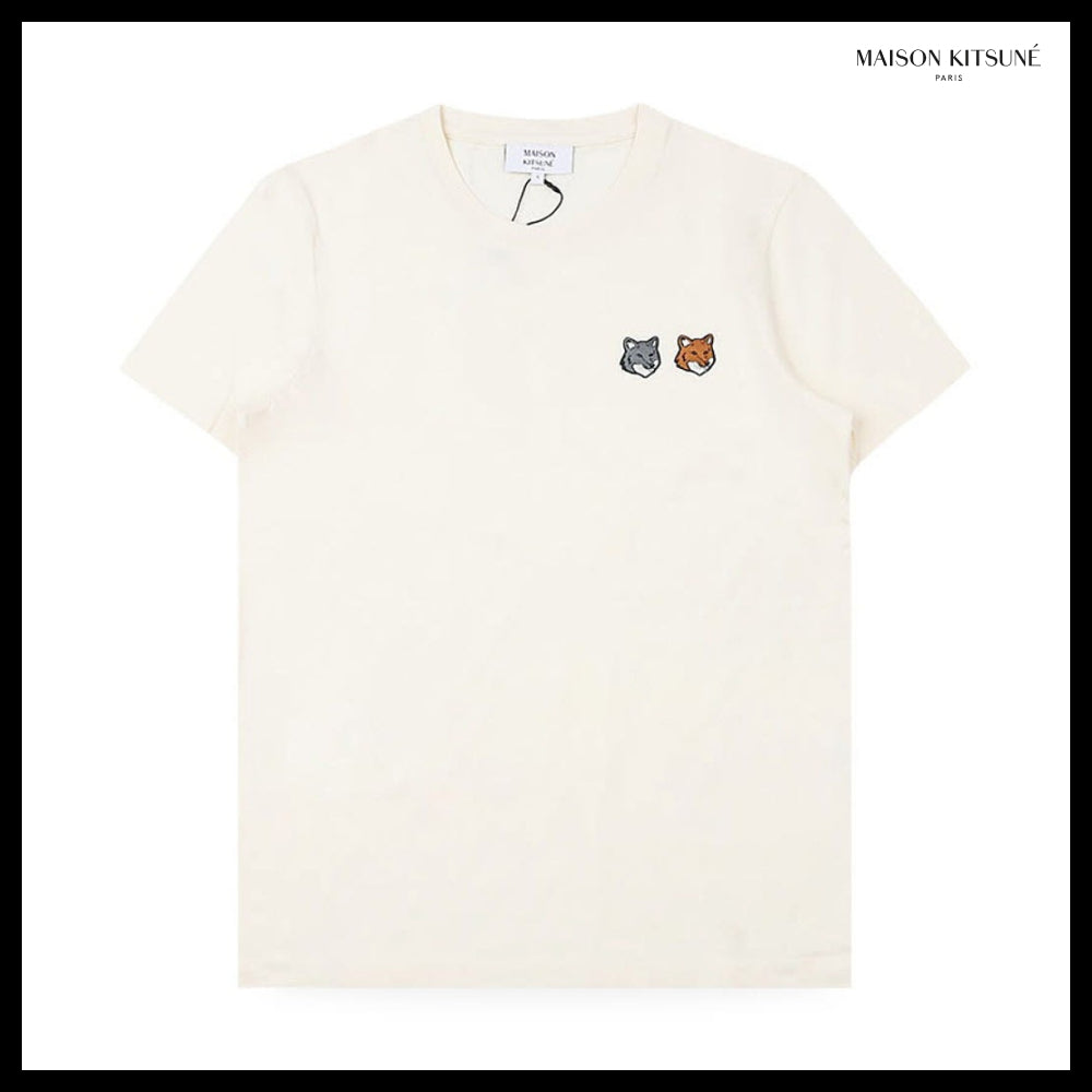 【MAISON KITSUNE】Double Fox Head Patch T-Shirt Latte