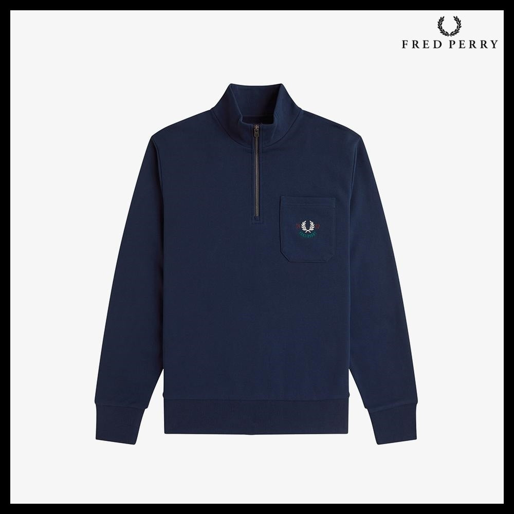 【FRED PERRY】ClubhouseEmbroideredChampionHalfzipSweatshirt