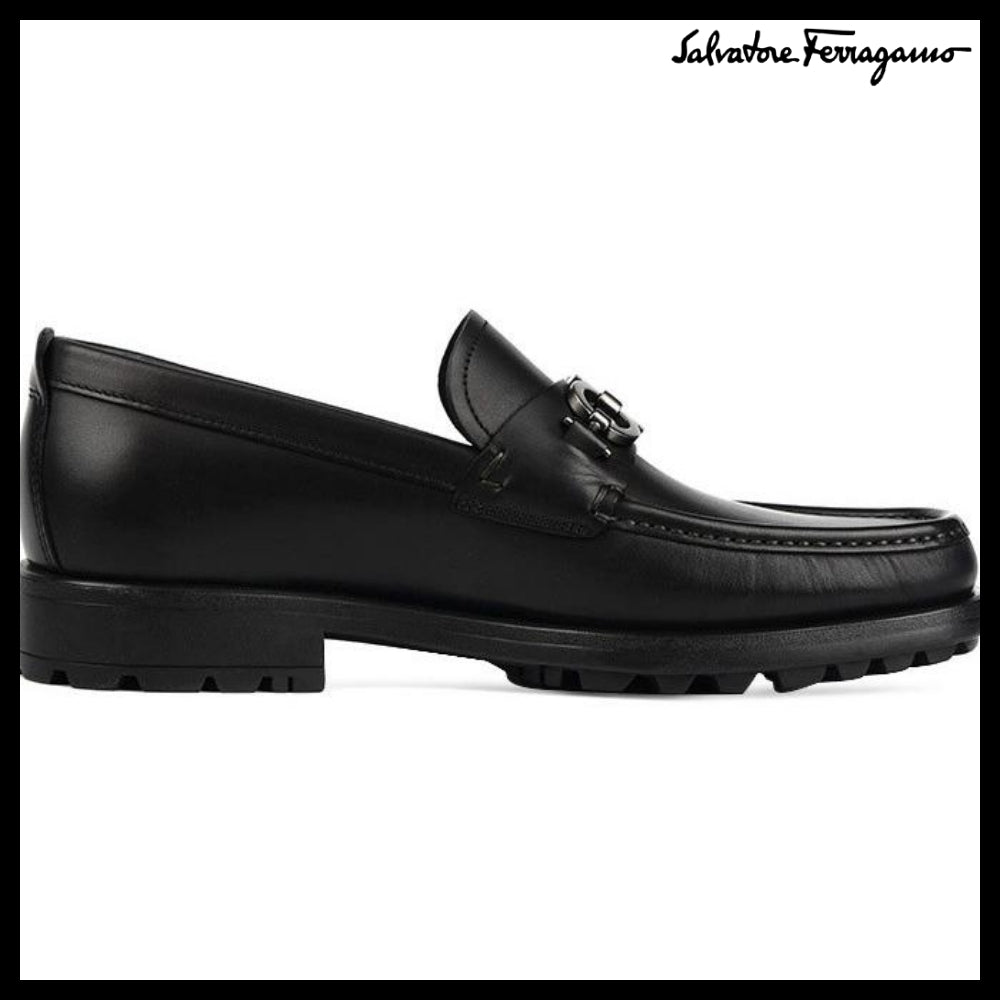 ◆FERRAGAMO◆DAVID DOUBLE GANCINI LOAFERS BLACK