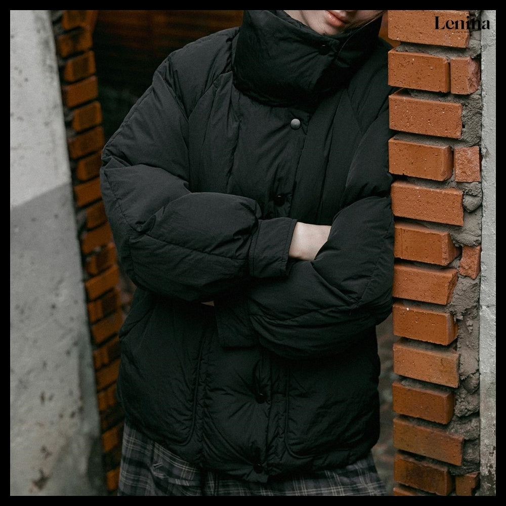 【LENINA】Jade Stand Collar Down Padding 2 Colors