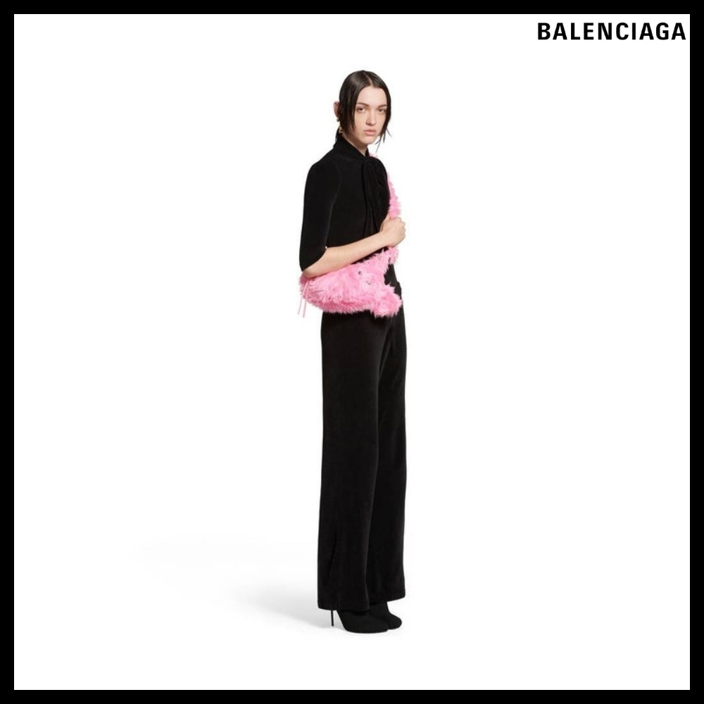 【BALENCIAGA】Le Cagole XS Shoulder Bag Fake Fur Pink