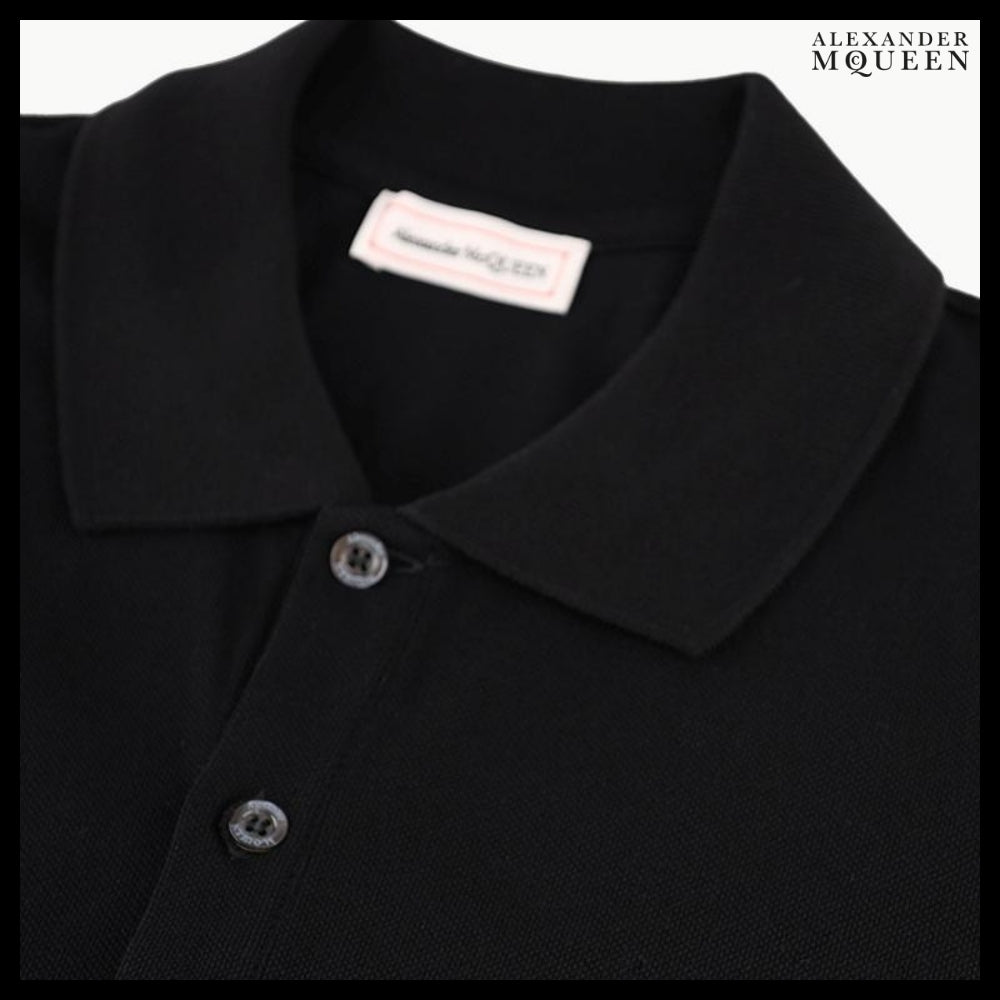 【Alexander Mcqueen】Skull Embroidered Polo Shirt in Black