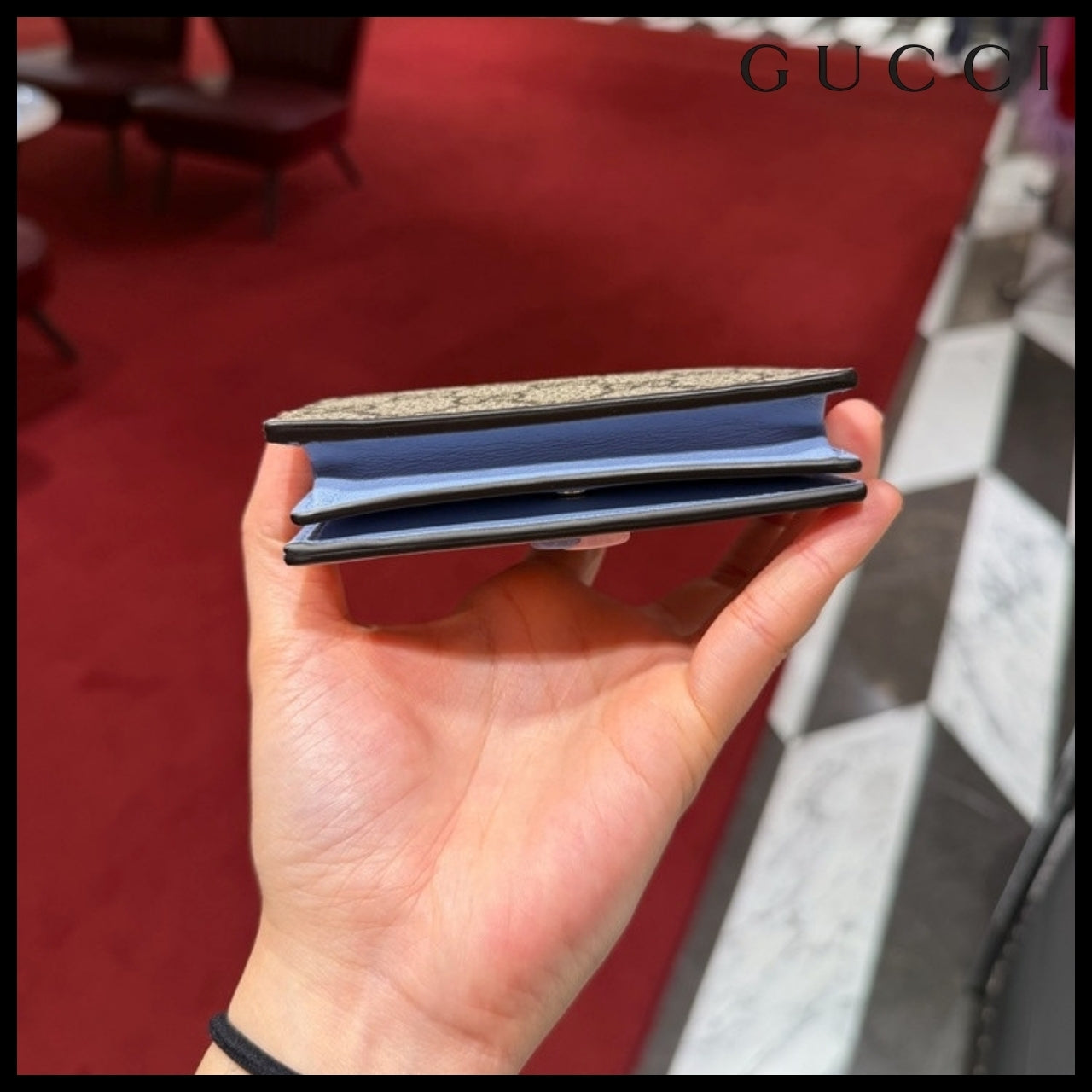 【GUCCI】GG Marmont Supreme Bi-Fold Wallet BEIGE PINK