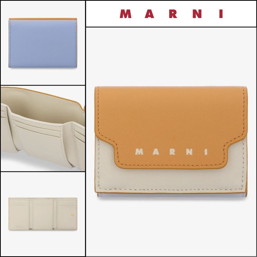 【MARNI】Trifold Wallet Papaya Pearl