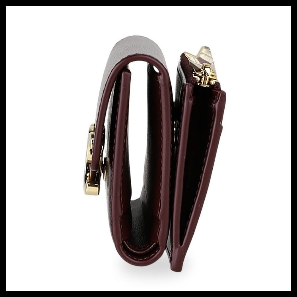 【CELINE】Triomphe Compact Coin Pocket Wallet Burgundy