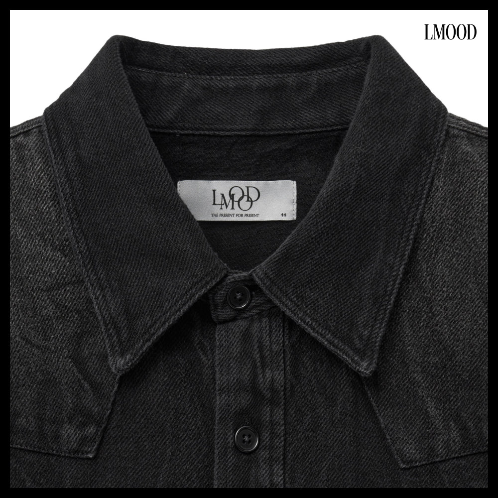【LMOOD】Fog Denim Shirt Crack Black