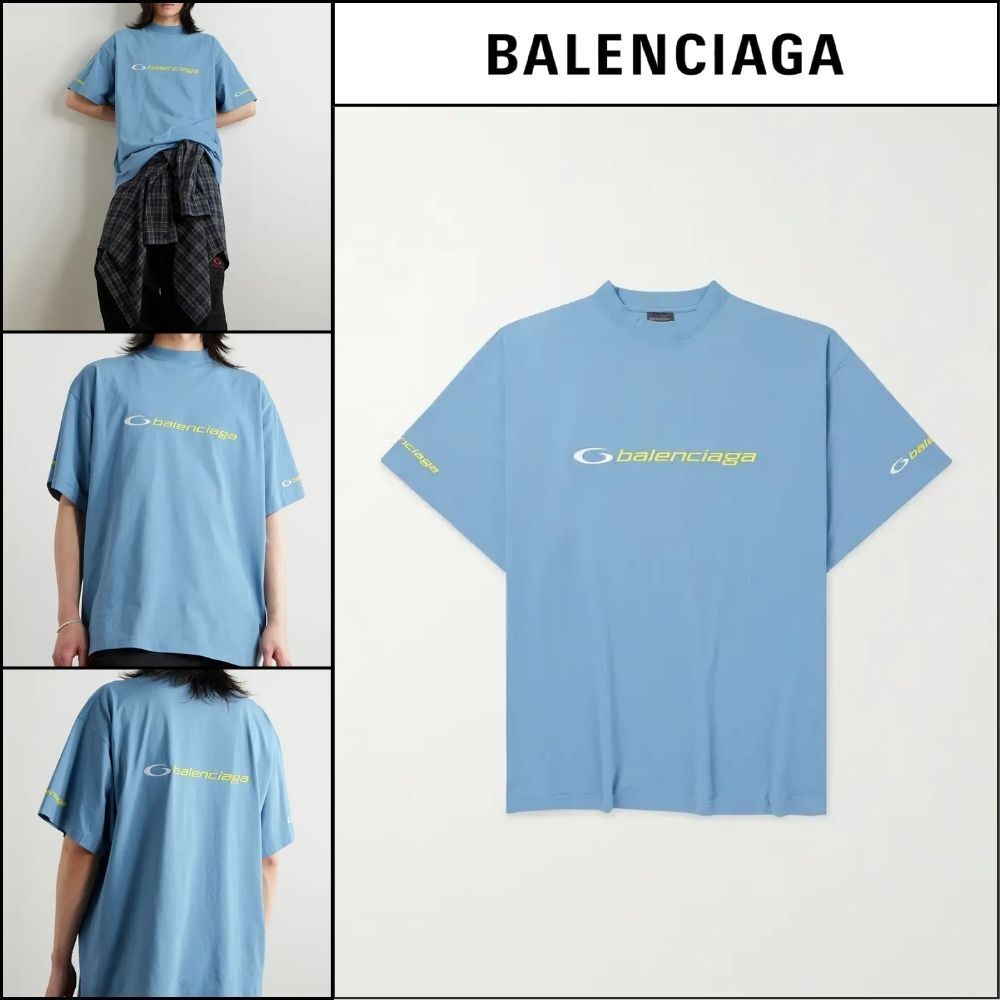 【BALENCIAGA】Oversized Logo-Embroidered Cotton-Jersey