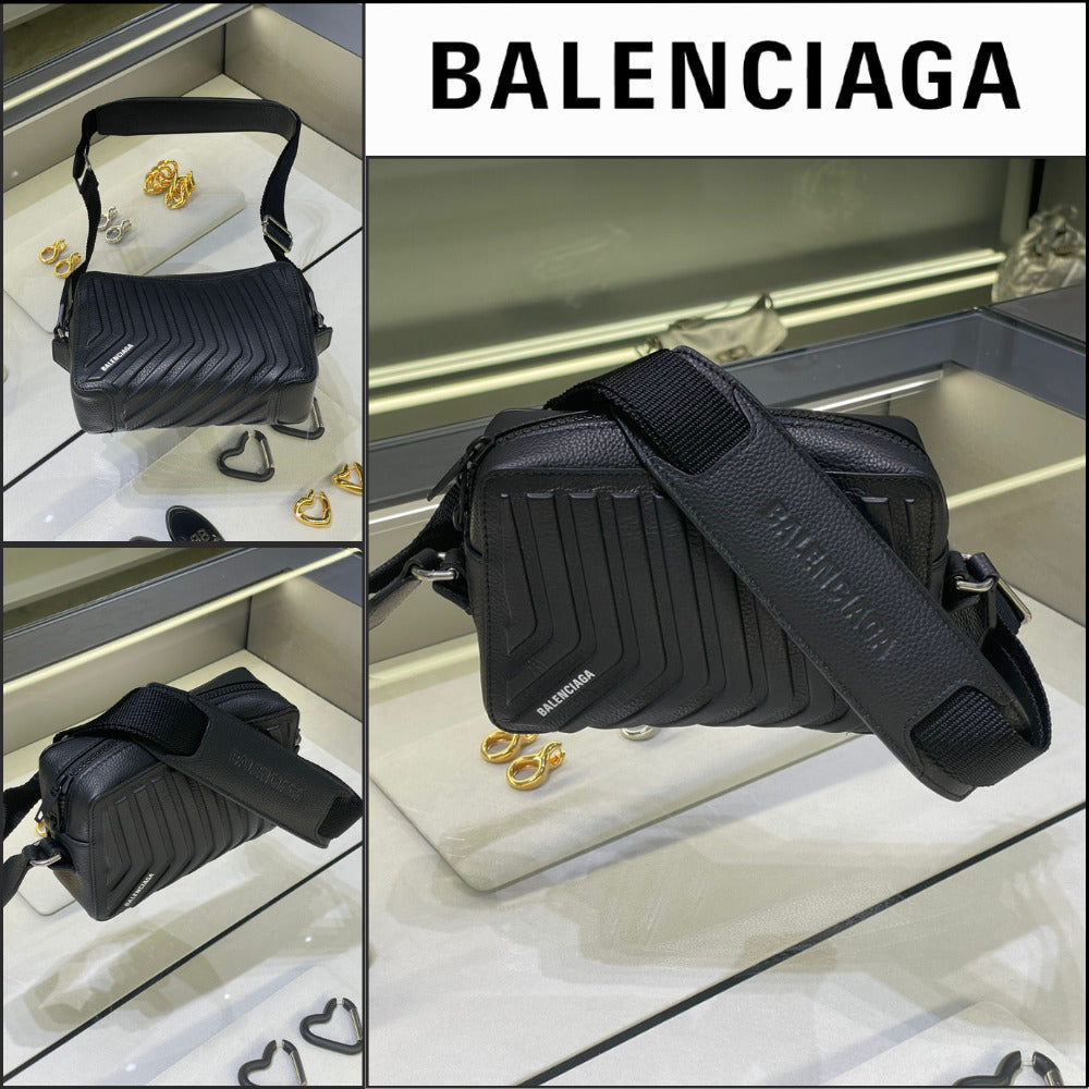 【BALENCIAGA】CAR Grained Leather Cross Camera Bag
